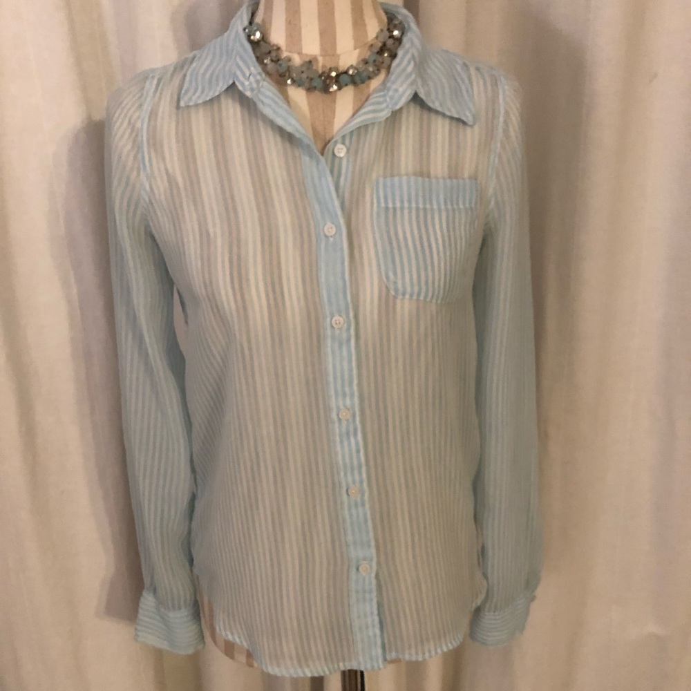 Sheer Striped Blouse 💙